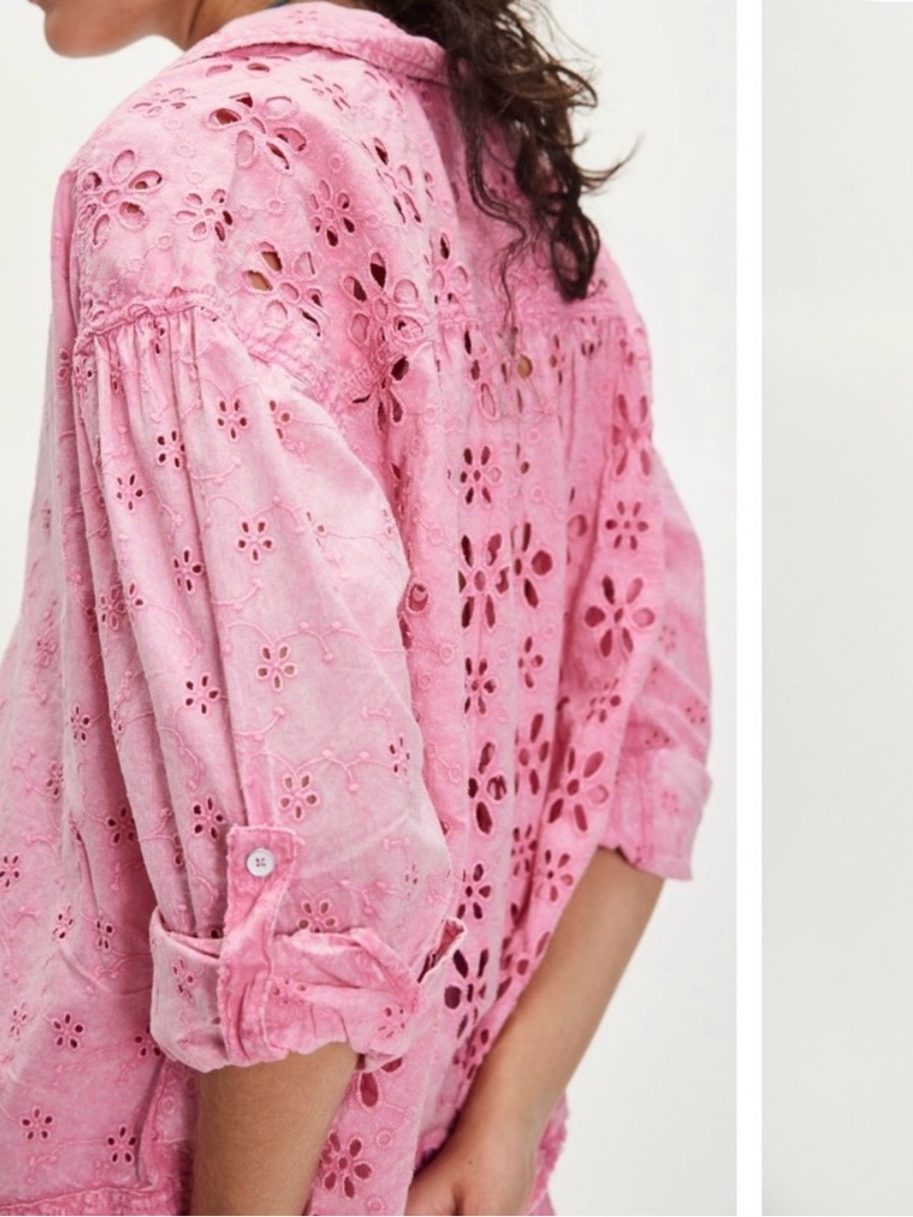 NWOT We The Free Mae Washed Eyelet Shirt by Free People in the shade "pink wash. - Picture 3 of 9